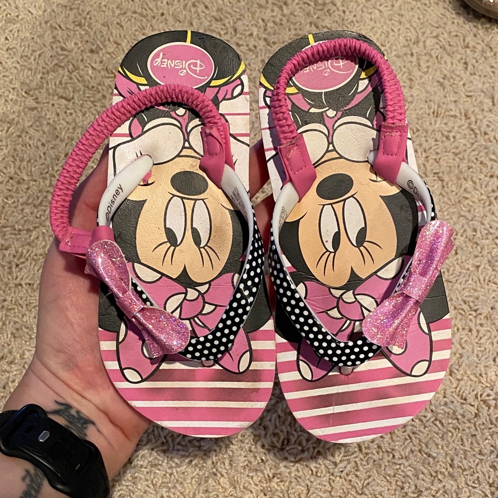 Disney Pink Minnie Mouse Kids Flip Flops